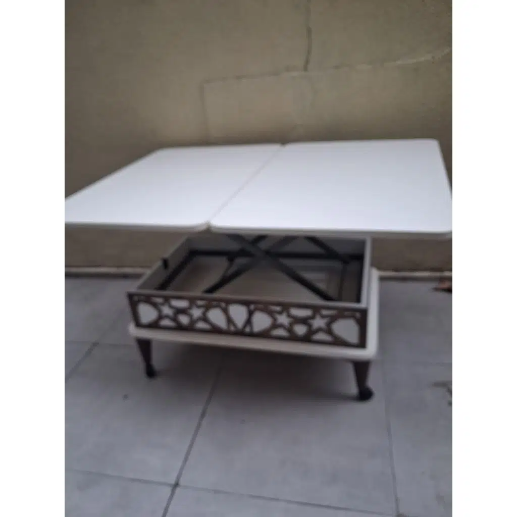 Akıllı Sihirli 90559 Tekerlekli Hem Masa Hem Ota Sehpa Hard Suntalam Koyu Beyaz