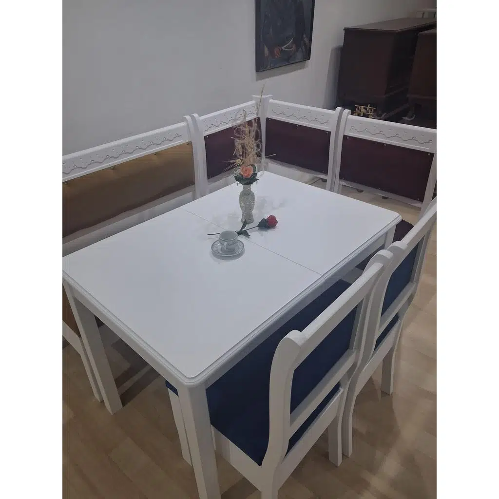 Köşe Mutfak 90689 Model Ahşap Açılır Masa Babyface Kumaş Parlak Lake Beyaz 3 Renk