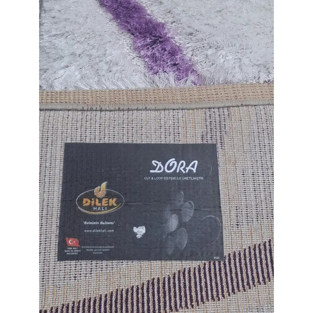 Halı Dilek Shaggy 90713 Collection 80-300 Ölçüsünde Mor Çizgili Saçaksız