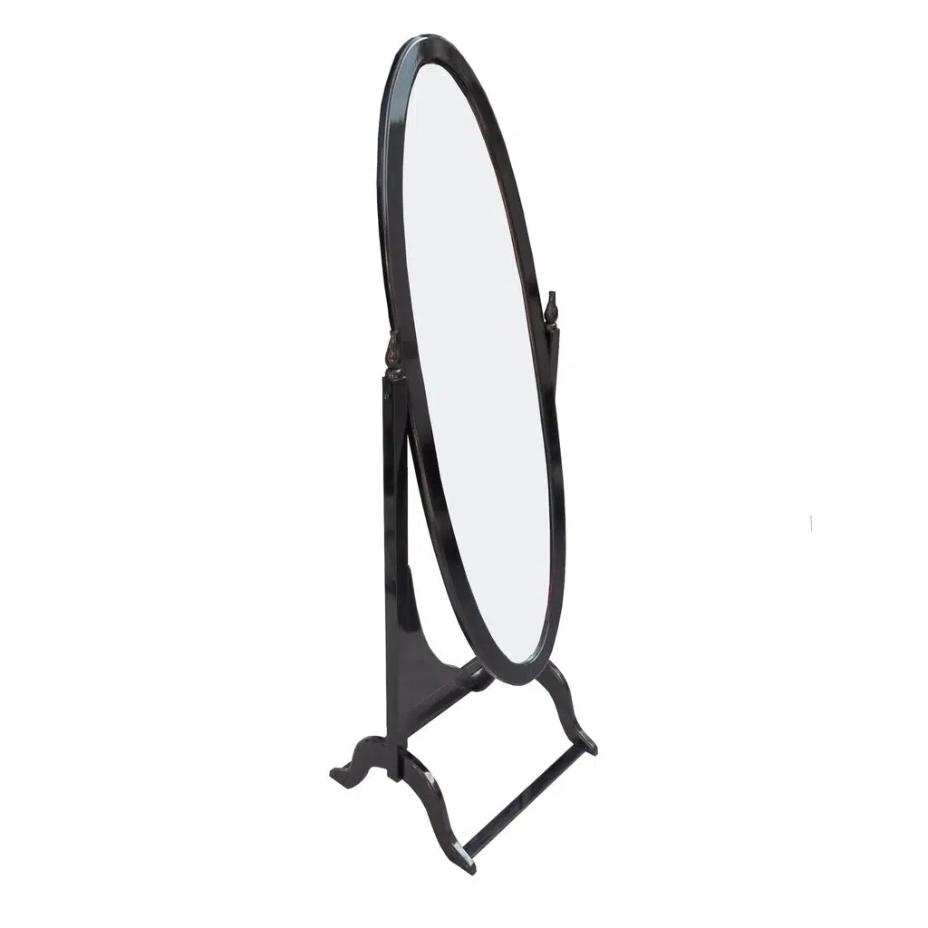 Ayna Boy 18069 Ahşap OVAL Kayın-MDF Parlak Siyah Nature Dekoratif Ayna El Yapım