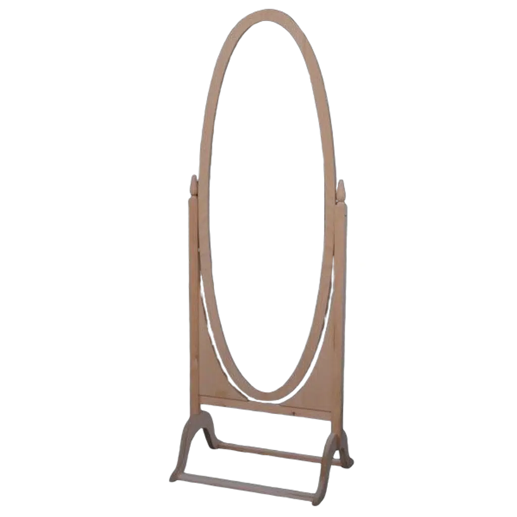 Ayna 13619 Ayaklı Boy Oval Ahşap Kayın Ve MDF Natüre HAM ürün Kutu sevk El Yapım