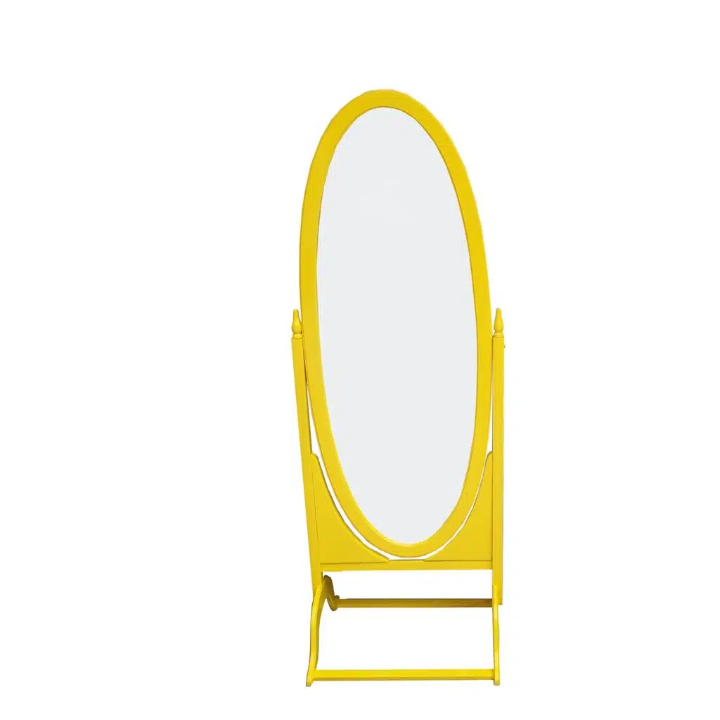 Ayna Oval 17969 Model Ahşap Kayın Ve MDF Parlak SARI Lake flotal Ayna El Yapım 