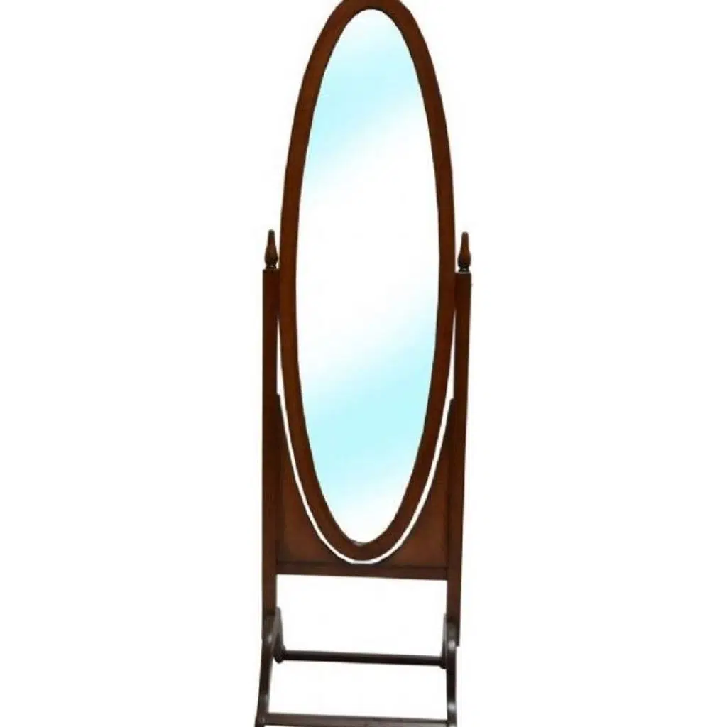 Ayna OVAL 12933 Boy Ahşap Kayın MDF Parlak CEVİZ Natüre Klasik Mobilya El Yapım
