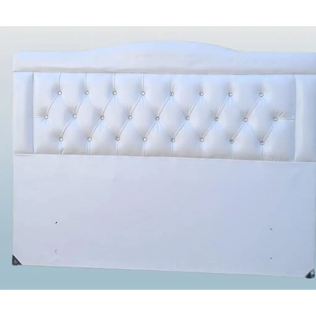 Başlık 90335 Çift Kişi 140 Model Suni Deri Beyaz Kumaş Dolgun Kapitone El Yapım