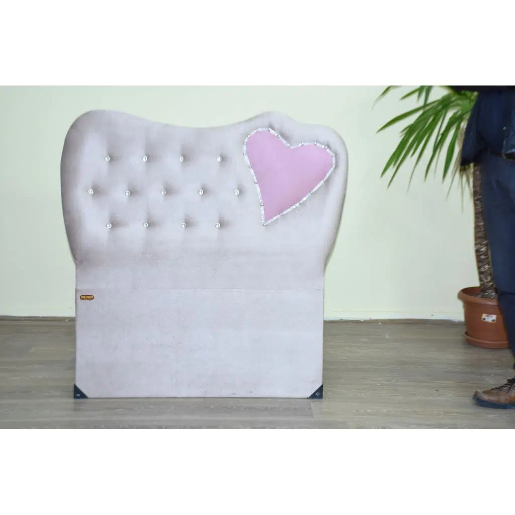Başlık 90*190cm Tay Tüy Kumaş 13421 SİLİNİR Dolgun Pembe Kalpli El Yapım
