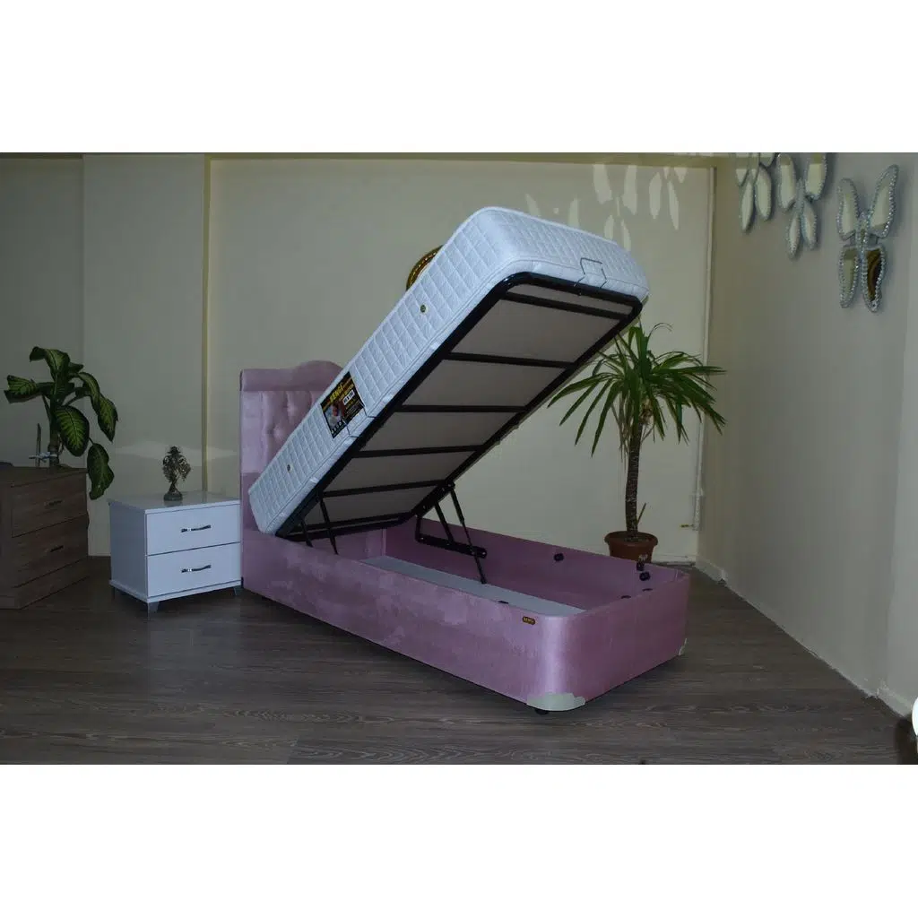 Baza Yatak Başlık 14237 Ful Ortapedik Yatak Taytüy Pembe Silin Metal 100*200 