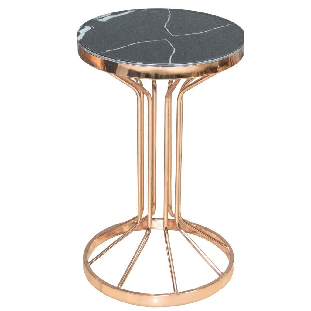 Brc 17883 Bufalo FİSKOS Siyah Mermer Desen Metal Rose Bakır Renk Kaplama El yapım