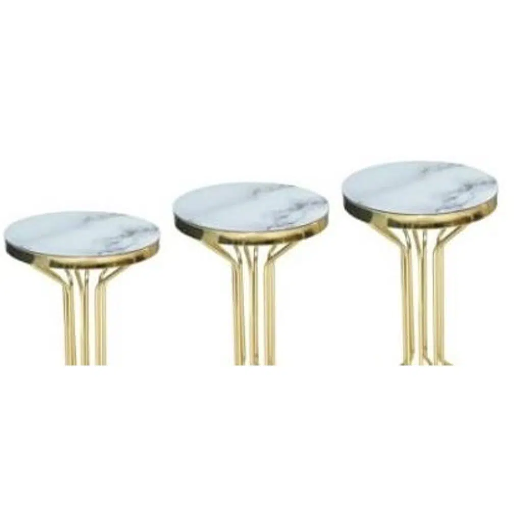Brc ZİGON Bufalo 140550 Model BEYAZ MERMER TEMPER Cam Metal GOLD renk Kaplı Ayak 