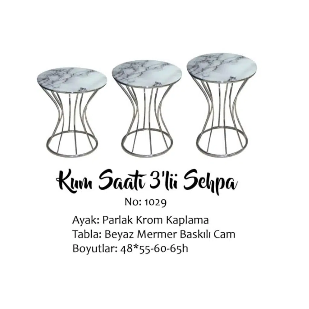 Brc Zigon 14065 kumsaat Model Beyaz Mermer Desen Metal Çelik Gümüş Renk El Yapım
