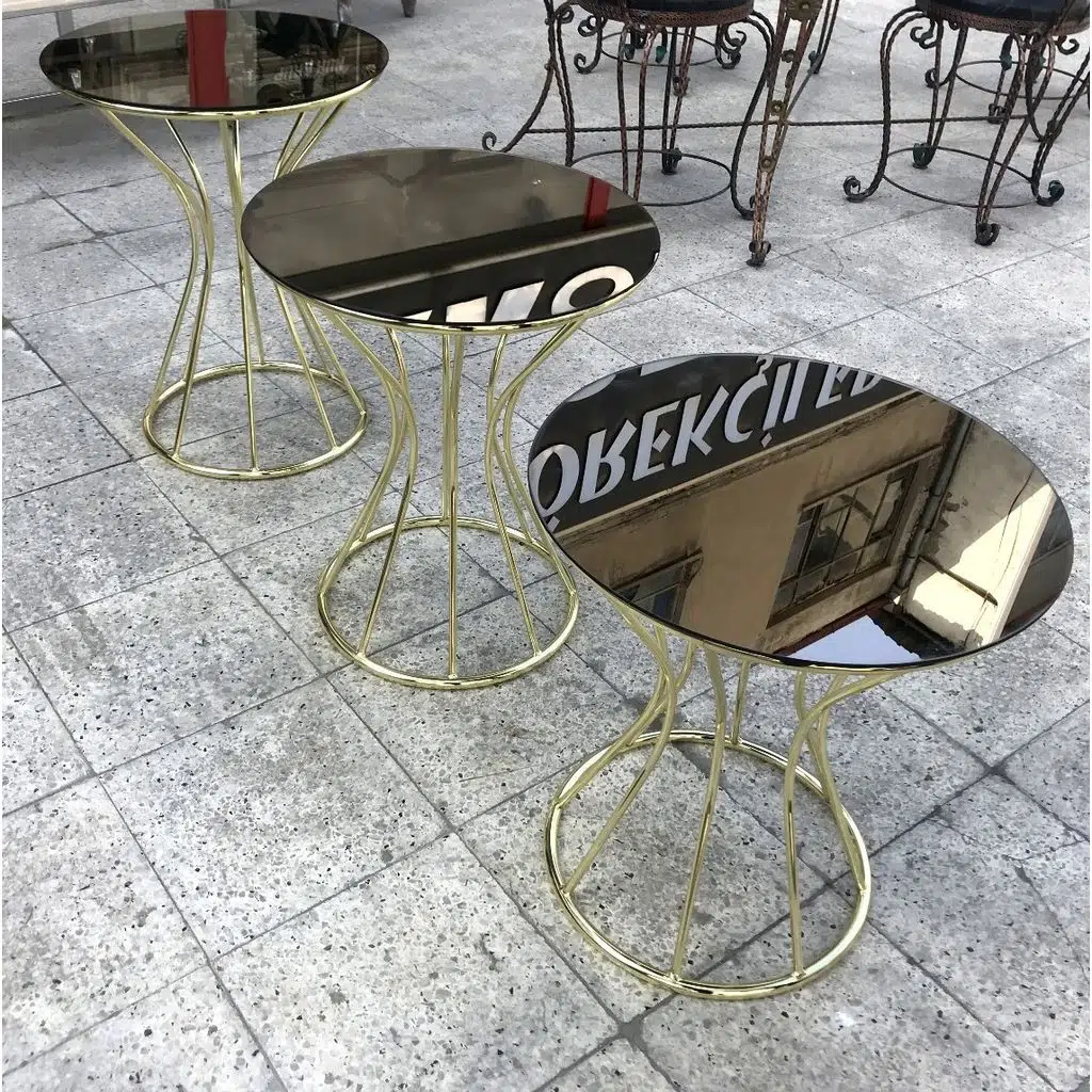 Brc 12397 Zigon KUM SAATİ Model Düz SİYAH Desen Metal GOLD Renk Kaplama El Yapım
