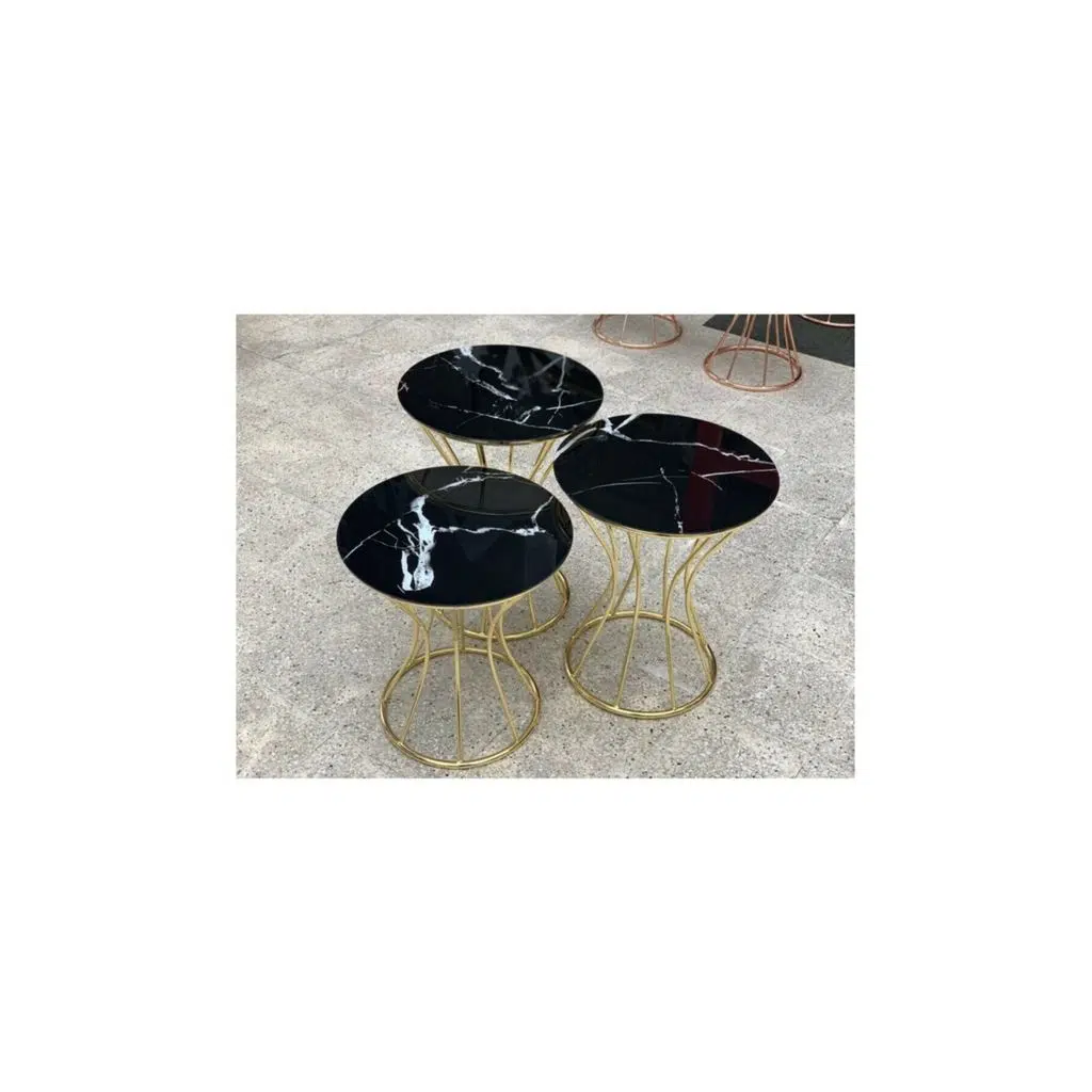 Brc 18543 Zigon KUM SAATİ Siyah Mermer Desen Metal Gold renk Kaplama El Yapımı