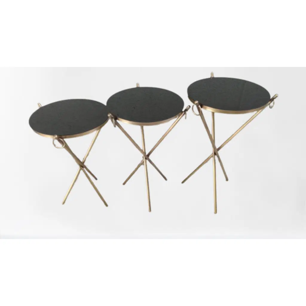 Brc zigon 13246 Küpe Sehpa Metal Bakır Eskitme Gold renk ayak Kırılmaz cam tabla