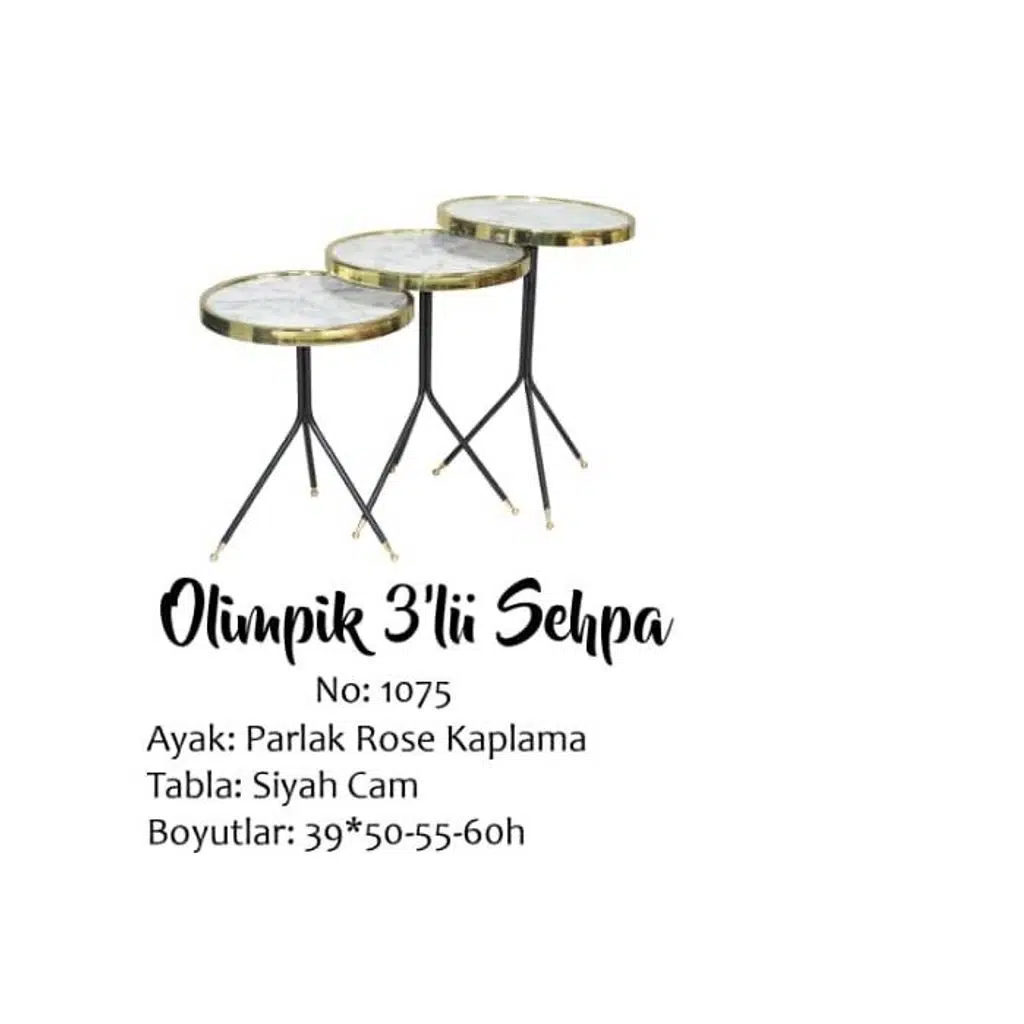 Brc Zigon 13409 Olimpik Model Beyaz Mermer Metal Gold Kaplama Ayak El Yapım 