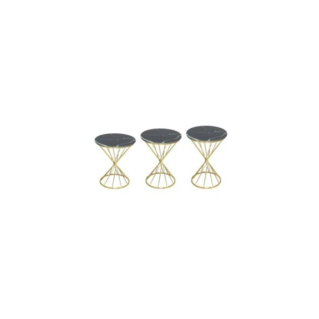 Brc18512 RİVOLİ Zigon Model Metal Gold Renk Siyah mermer temper Tabla Cam El Yapı