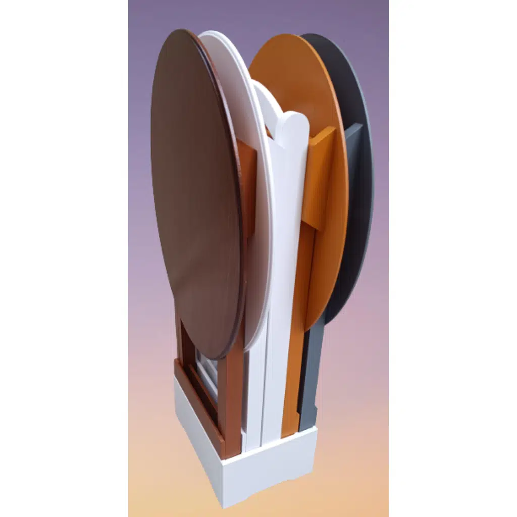 Zigon Çanta 12237 Oval Dörtlü Ahşap MDF Gri Ceviz Beyaz Hardal Renk Uyum El Yapım