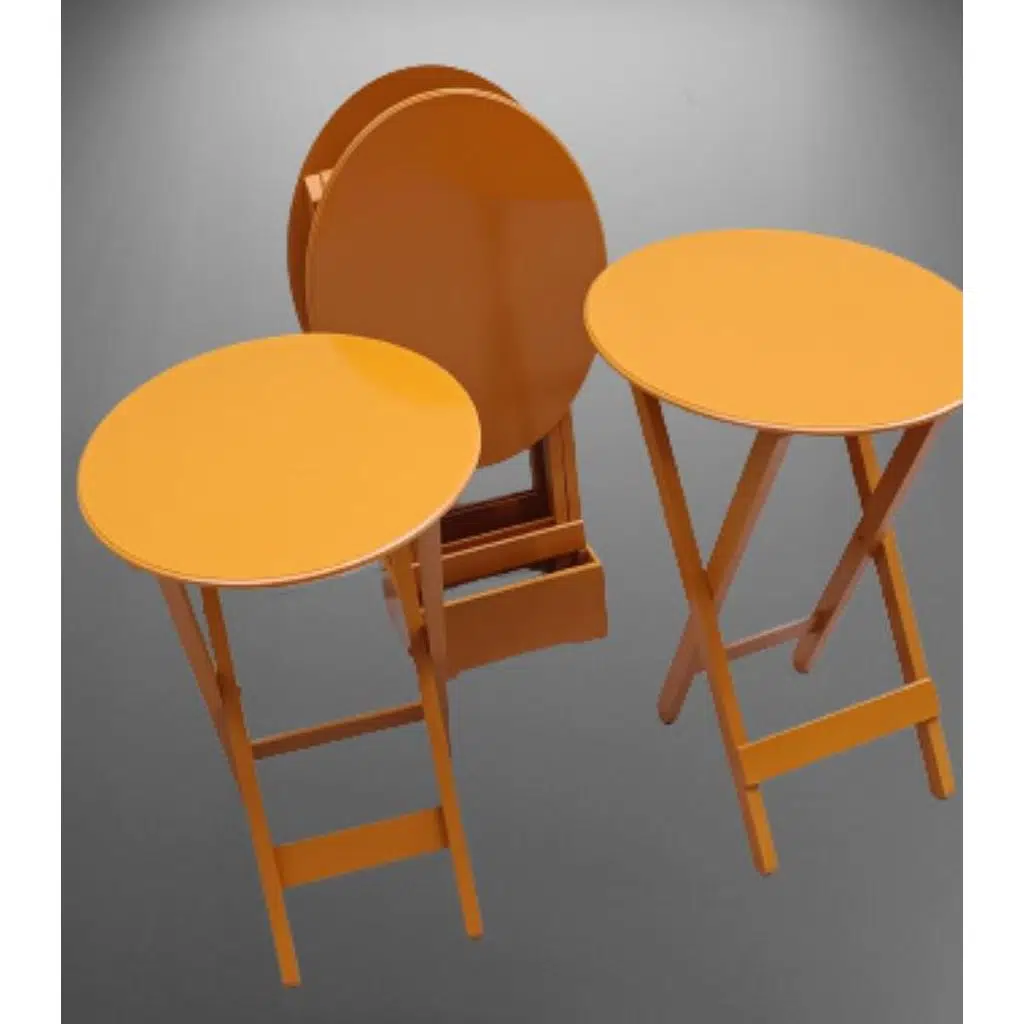 Zigon Çanta 90130 Sehpa Oval Dörtlü Model Ahşap MDF Hardal Renk Uyum El Yapımı 