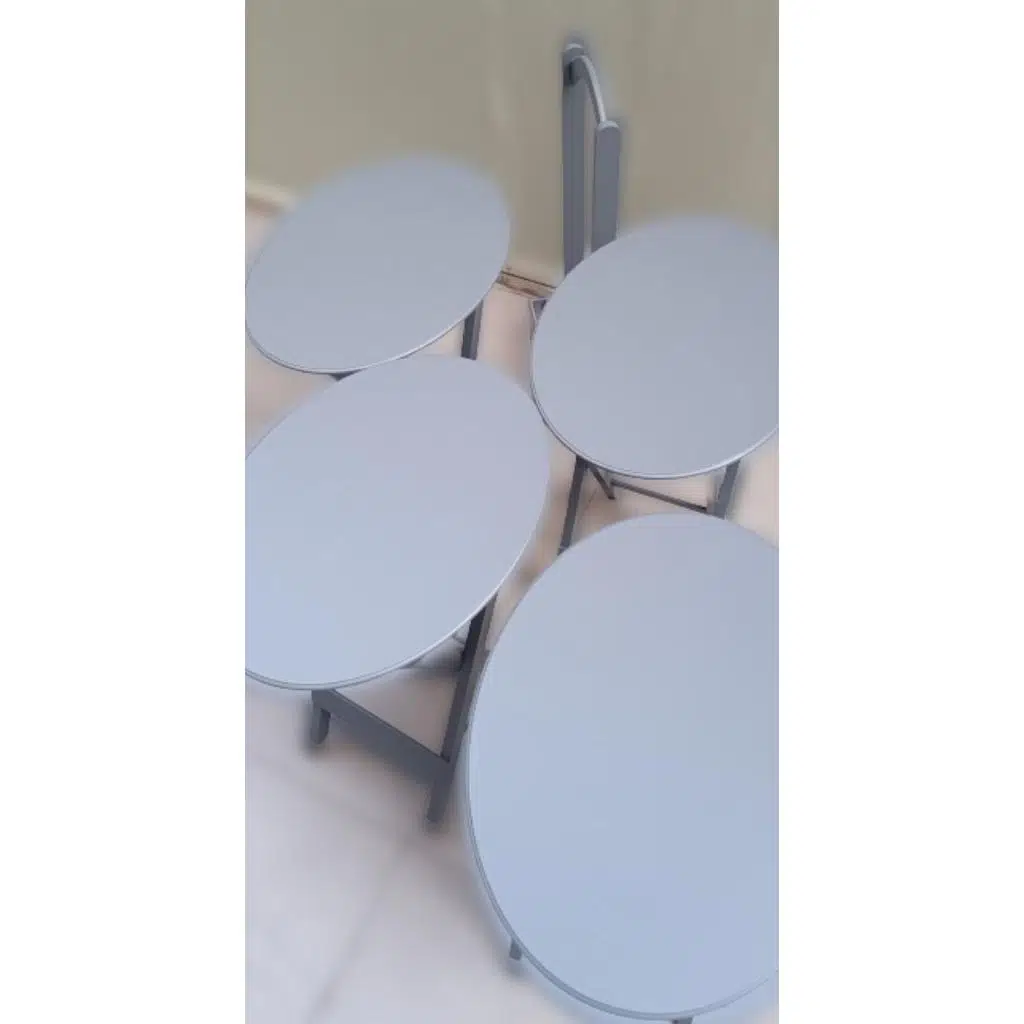 Zigon Çanta 90133 Sehpa Oval sehpa 90133 Model Dörtlü Ahşap MDF Gri Renk El Yapım