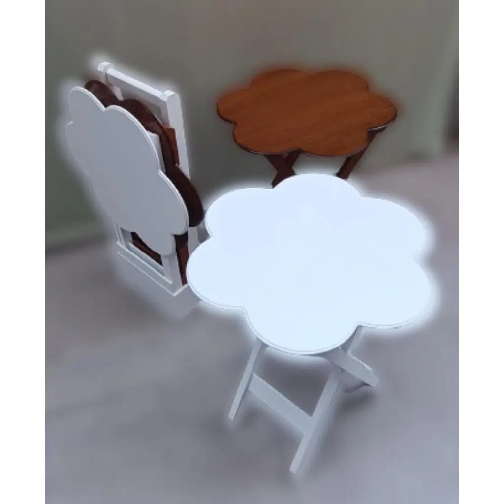 Zigon Çanta 90113 Papatya sehpa Dörtlü Model Ahşap MDF Ceviz Beyaz Uyumu El Yapım