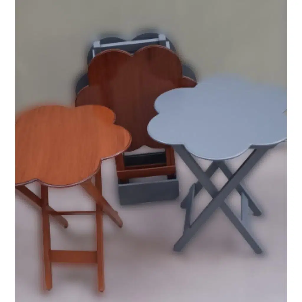 Zigon Çanta 90109 Sehpa Papatya Model Ahşap MDF Ceviz ve Gri Renk Uyum El Yapımı