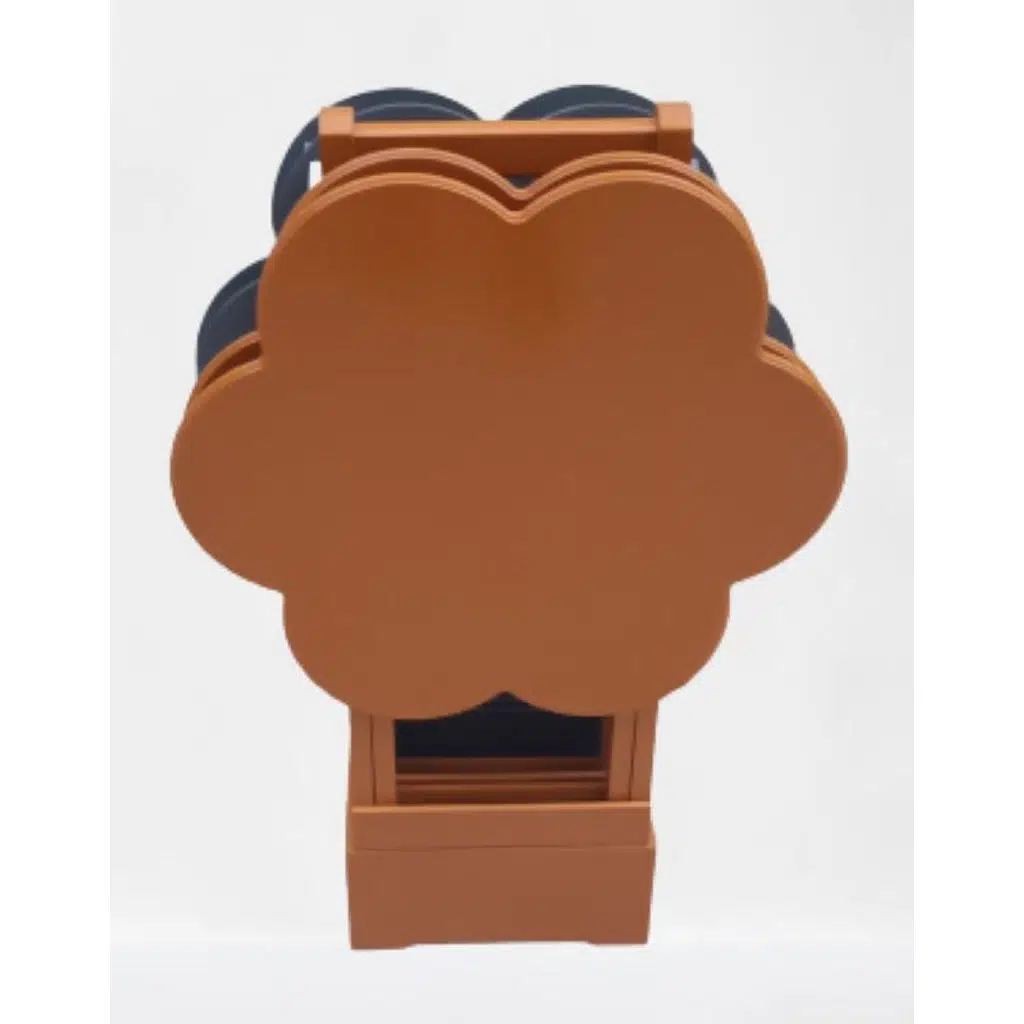 Zigon Çanta 90108 Sehpa Papatya Model Ahşap MDF Gri ve Hardal Renk Uyum El Yapım