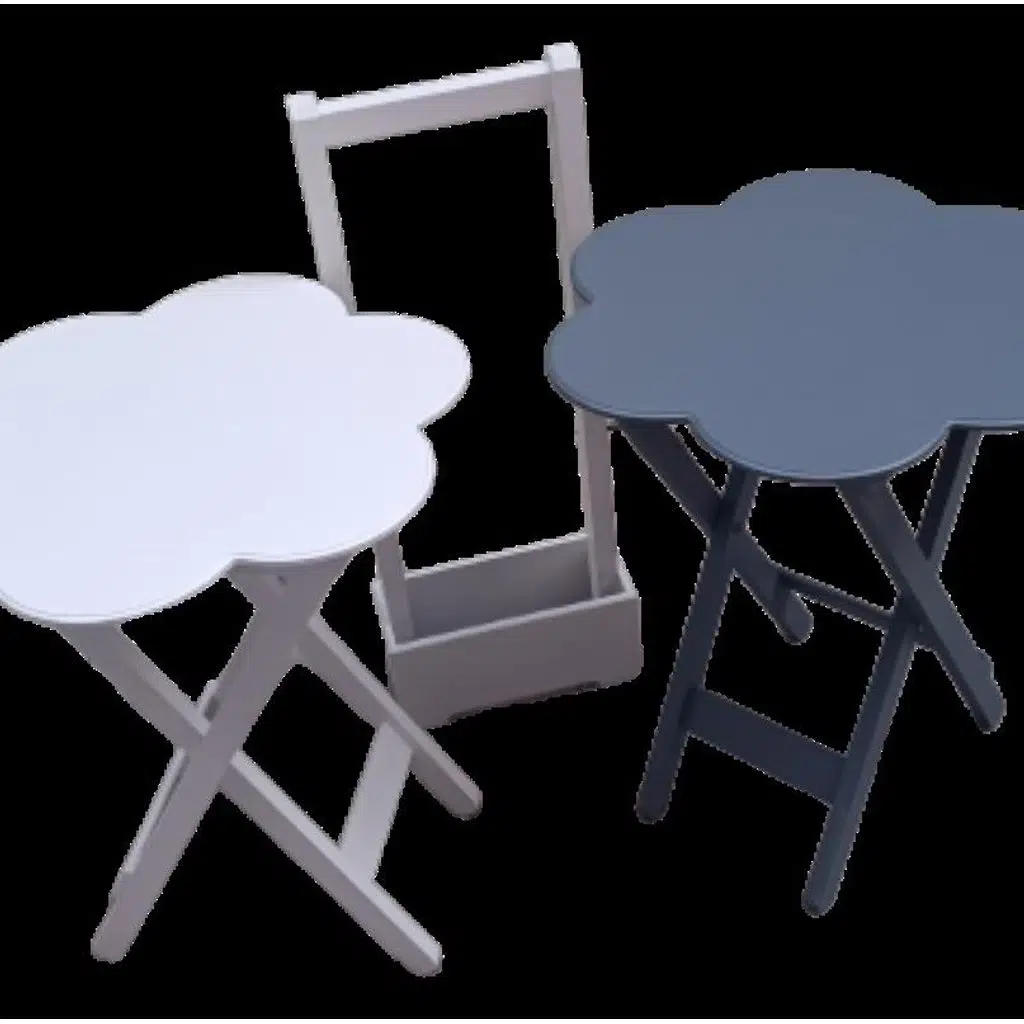 Zigon Çanta 90101 Papatya Model 2li Tk Ahşap MDF Beyaz-Gri Renk Uyum El Yapım