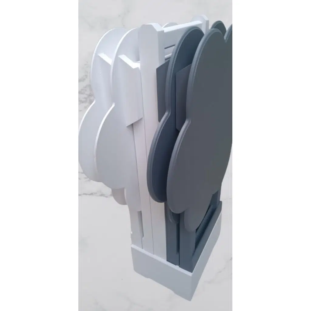 Zigon Çanta 90112 Papatya sehpa Model Ahşap Mdf Beyaz ve Gri Renk Uyum El Yapım 