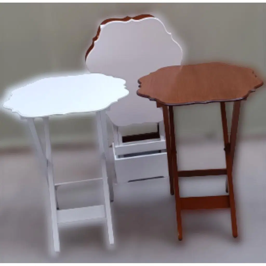 Zigon Çanta 90092 Sehpa Yonca Model Ahşap MDF Ceviz ve Beyaz Renk Uyum El Yapım