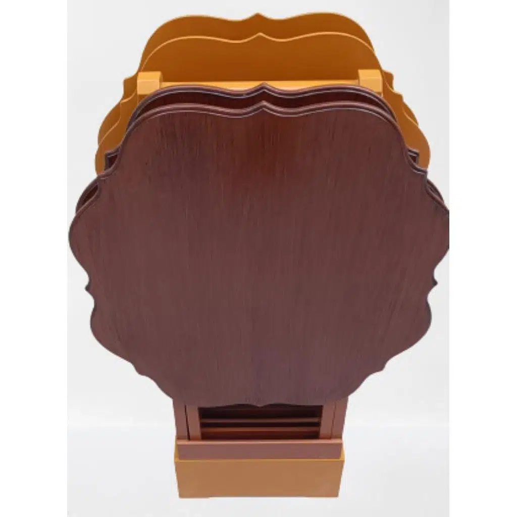 Zigon Çanta 90085 Sehpa Yonca Model Ahşap MDF Ceviz ve Hardal Renk Uyum El Yapım