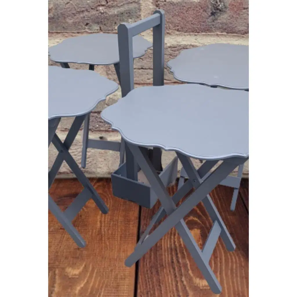 Zigon Çanta 90091 Yonca Takım Dörtlü Model Ahşap MDF Parlak Gri Renk El Yapım