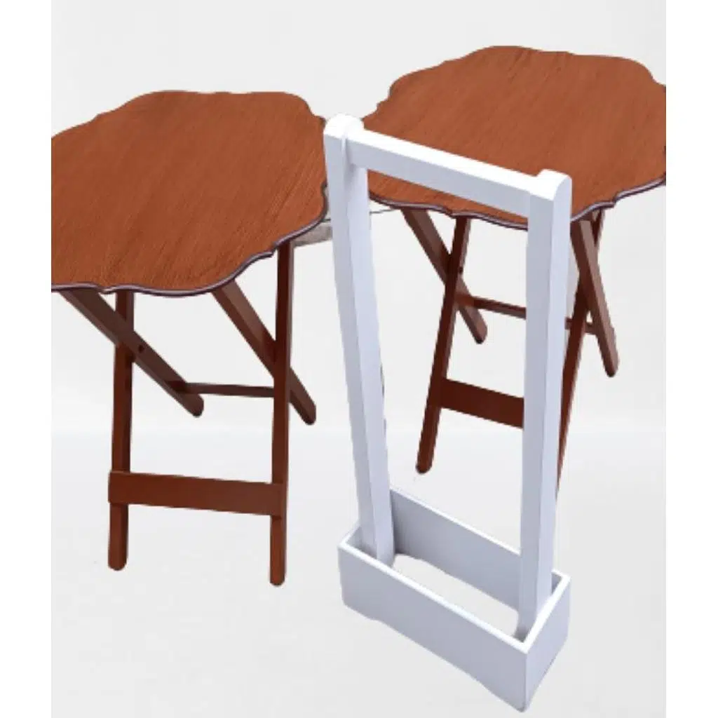 Zigon Çanta 90080 Sehpa Yonca Model 2 li Tk Ahşap MDF Parlak Ceviz Renk Kutu sevk