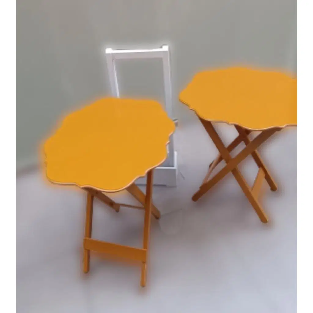 Zigon Çanta 90076 Sehpa Yonca Model 2 li Tk Ahşap MDF Hardal Renk Uyum El Yapım
