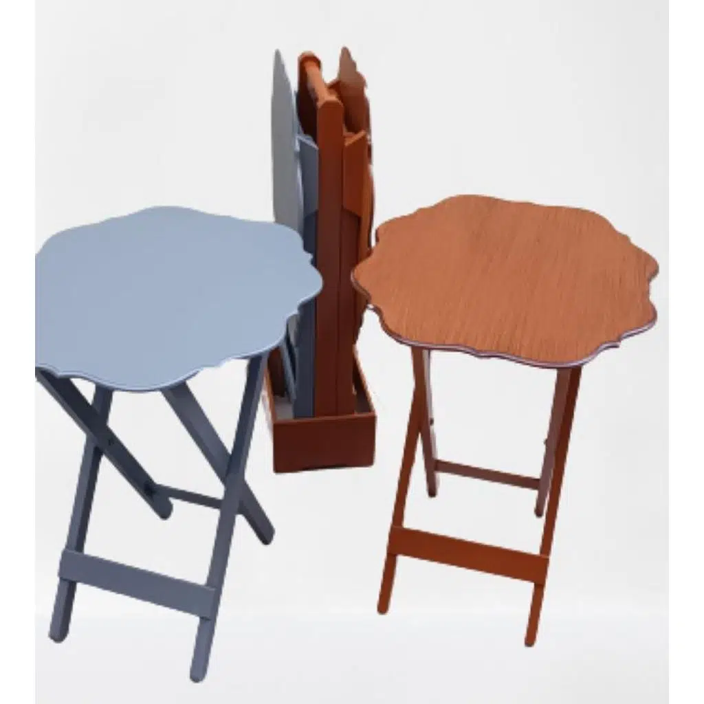 Zigon Çanta ST 90089 Sehpa Yonca Model Ahşap MDF Ceviz-Gri Renk Uyum El Yapım