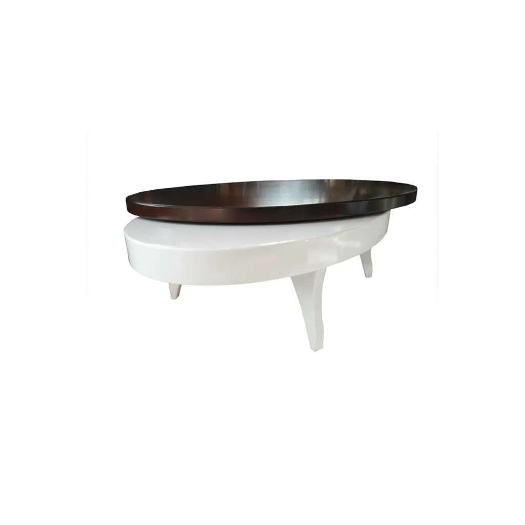 Dönerli Orta sehpa 18585 OVAL İnovatif Ürün Kayın Retro Ayak Şık MDF Tabla Beyaz
