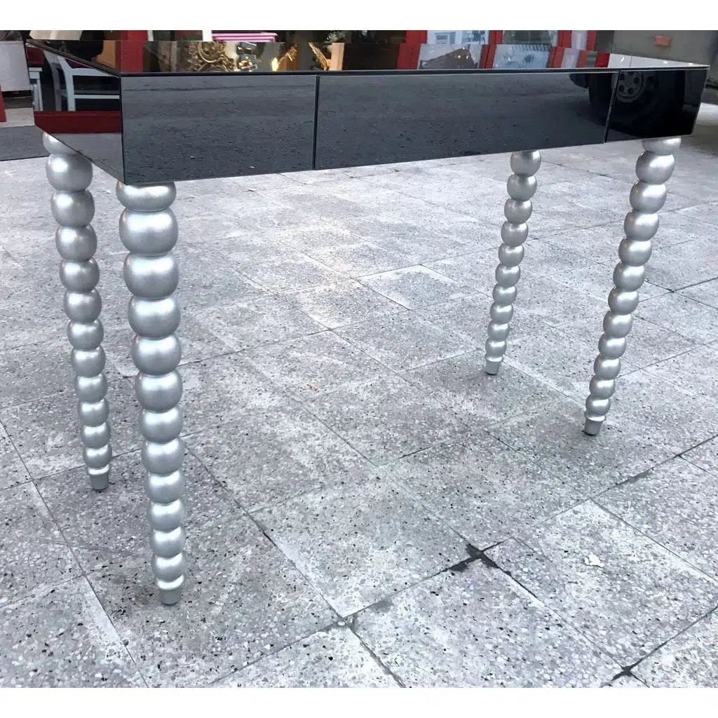 Dresuar 18115 Elma Model Ahşap Kayın Parlak GRİ ayak Füme Ayna kaplam El Yapım