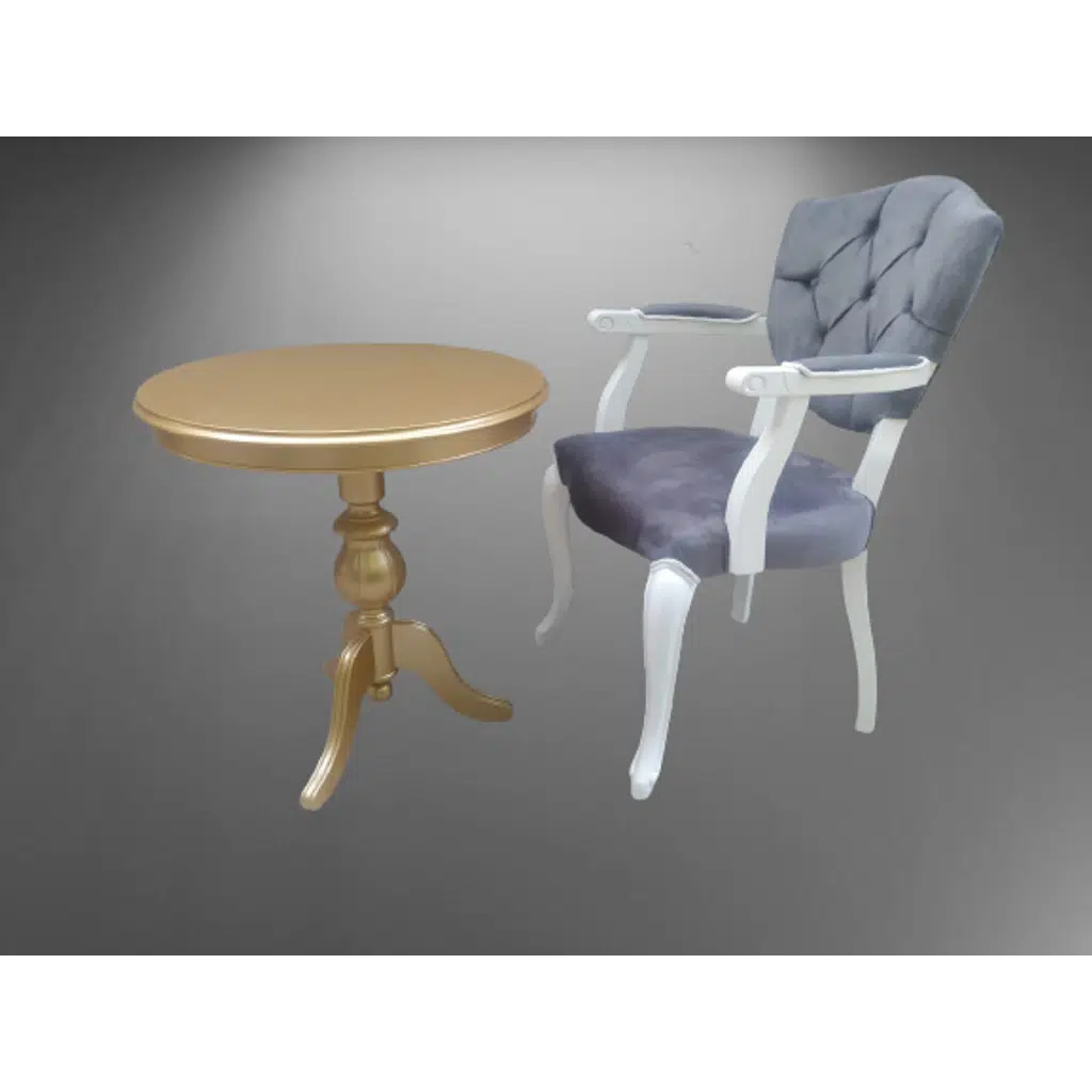 Fiskos Berjer 18377 Sandalye Kelebek Model beyaz GOLD Kapitone Kumaş Aslan ayak