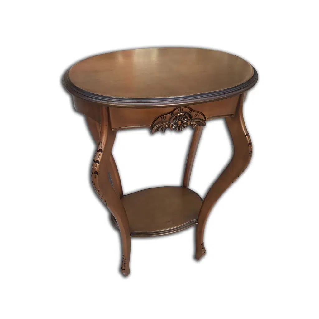 Fiskos Çiçeklik 12568 Oyma OVAL Model Kayın Ayak Parlak Ceviz MDF tabla El Yapım