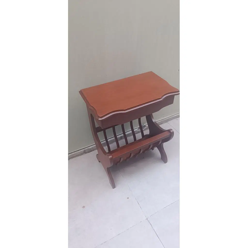 Gazete 12600 Sehpa Model Kayın MDF Torna tabla Parlak Ceviz Boya Tutmalık El Yapı
