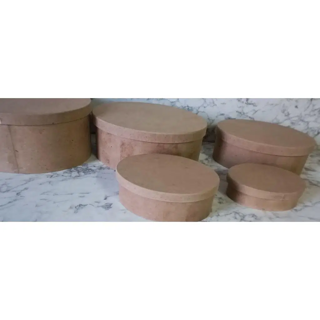 Hobi Adn 90197 5'li Kutu Set Oval Ahşap HAM MDF Maşuka Özellik MODEL El Yapım