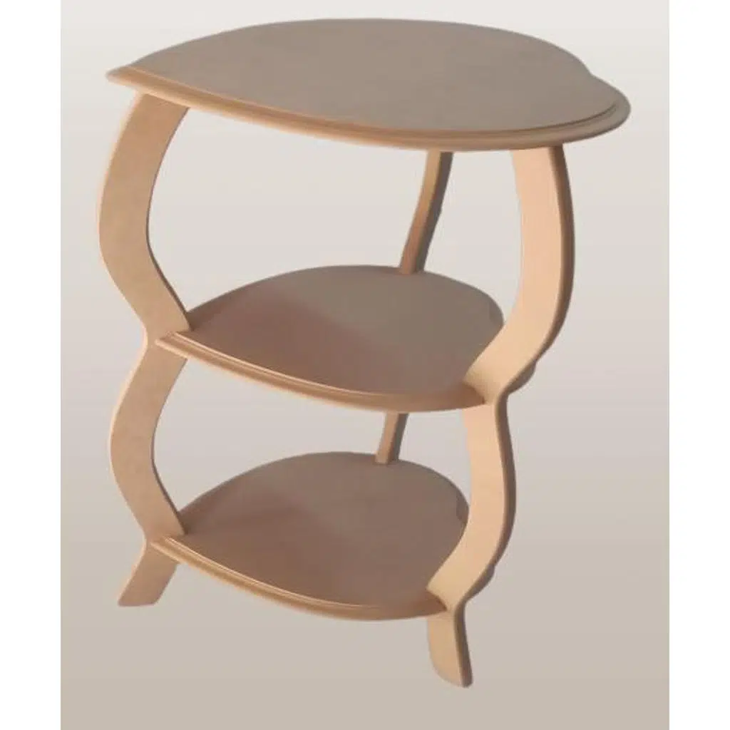 Hobi Adn 90259 Dekoratif Kalpli Fiskos Sehpa Ahşap MDF HAM CNC Kesim 3Raf El Yapı