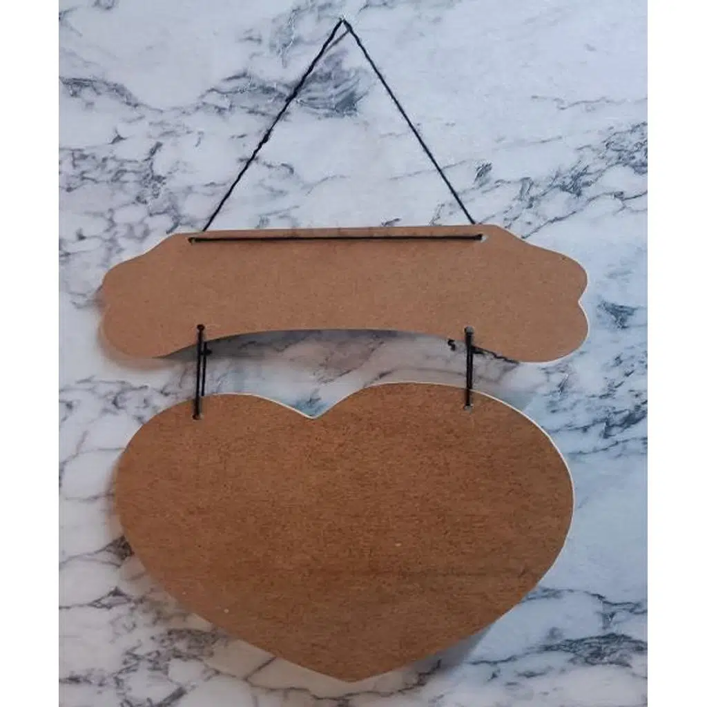Hobi Adn 0226 Dekoratif Kapı Süsü Kalpli MODEL Ahşap MDF HAM CNC Kesim El Yapım