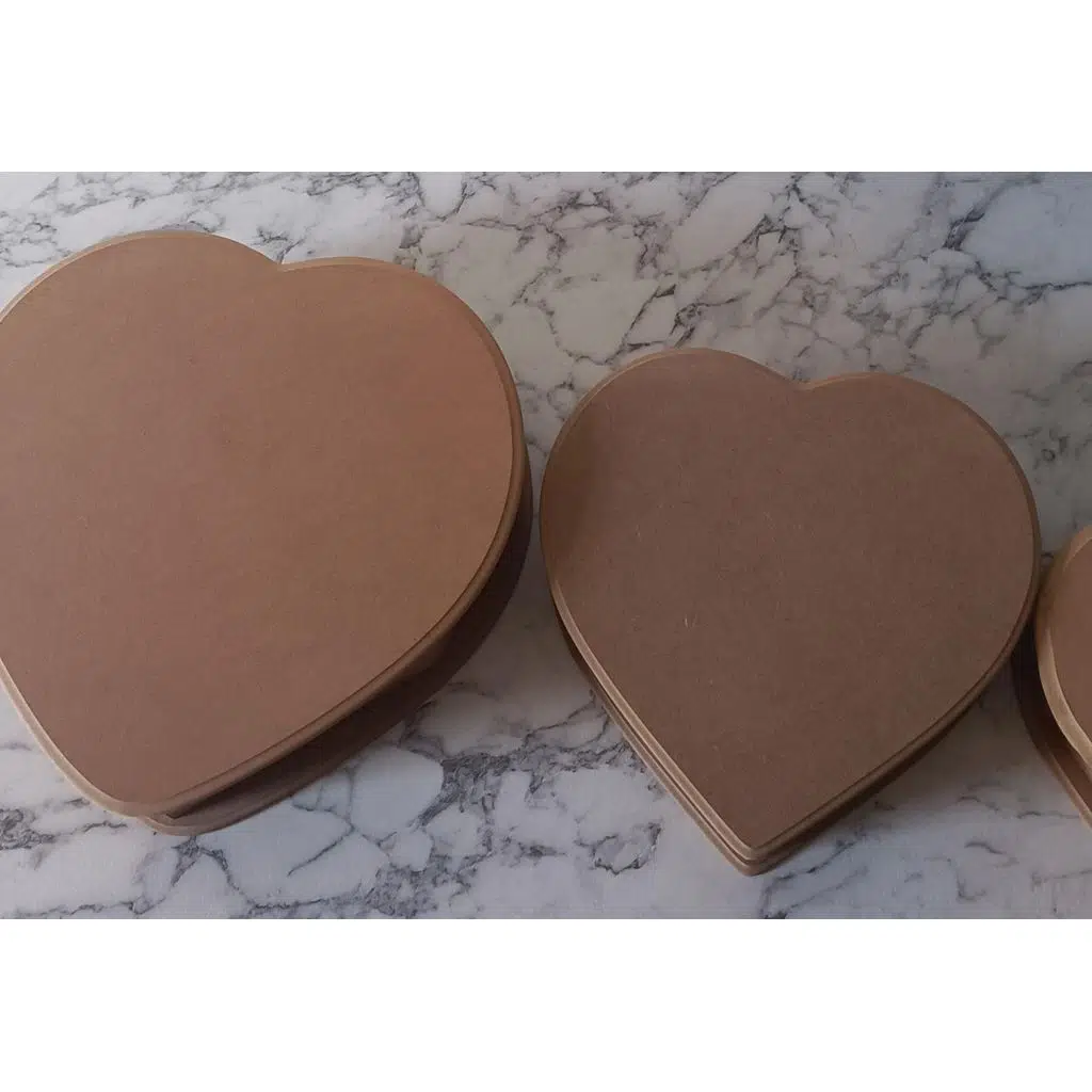 Hobi Adn 90201 Kalp Kutu Set 3'lü Ahşap HAM MDF Kutuda Sevk El Yapım