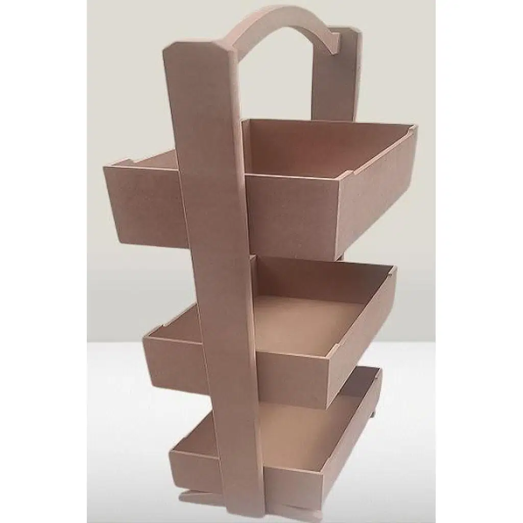 Hobi ERDL 90304 Raf Terek 3 LÜ Geniş İç Hacimli CNC Kesim Ahşap MDF HAM El Yapım