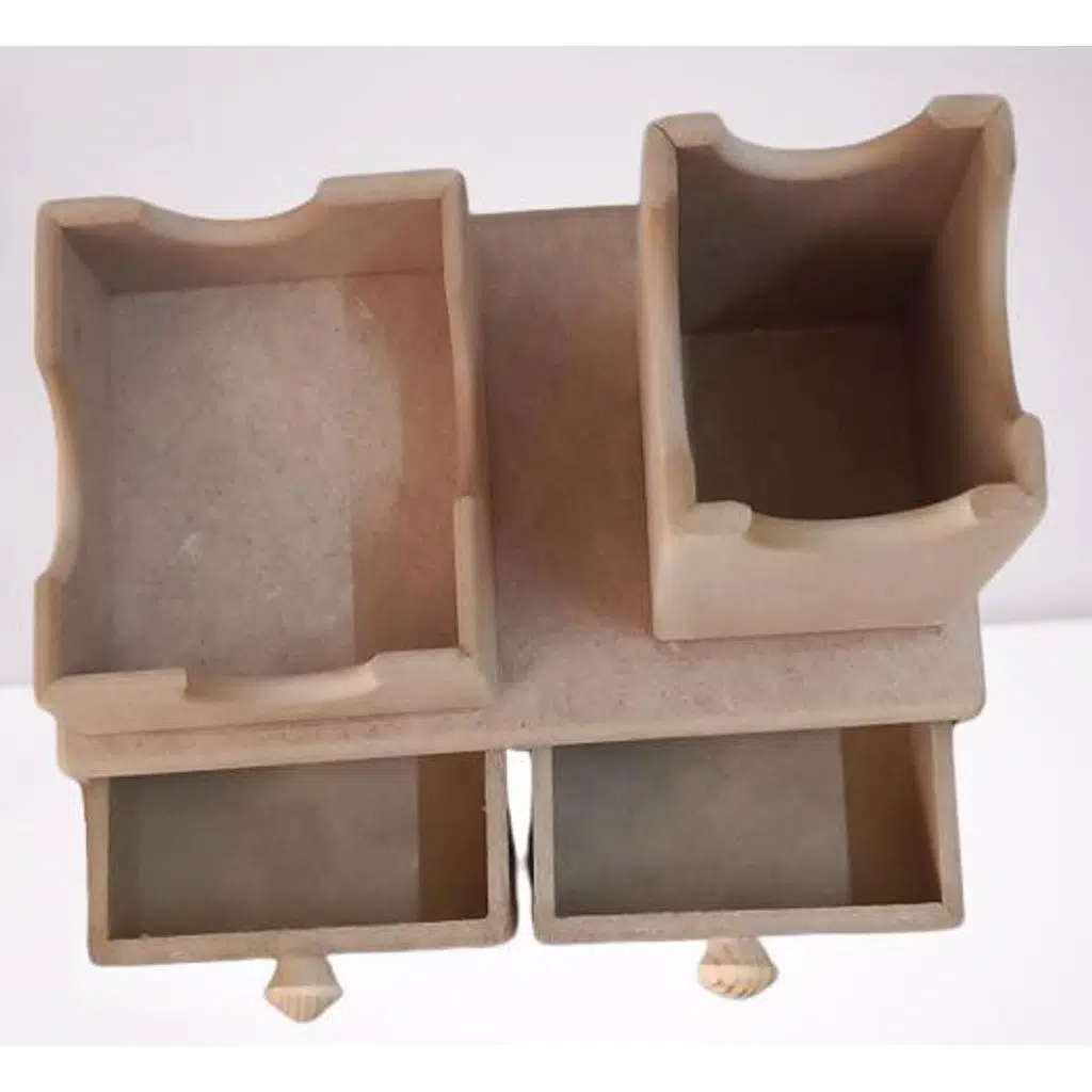 Hobi ADN 90254 Dekoratif Çift Çekmeceli Kalemlik Ahşap MDF HAM CNC Kesim El Yapım