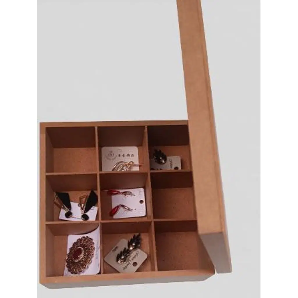 Hobi 90028 Dekoratif Model Takı Kutusu Bölmeli Ahşap HAM MDF El Yapımı