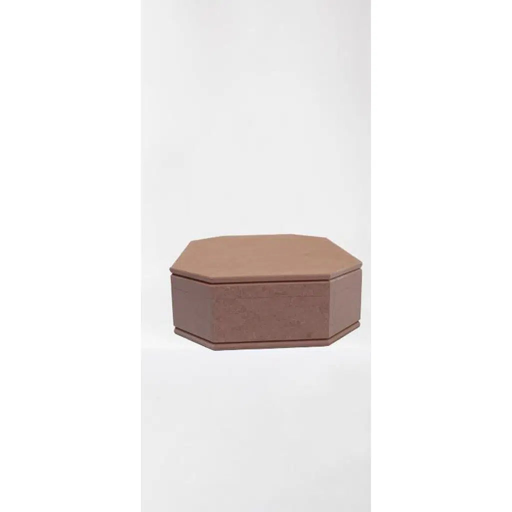 Hobi ERDL 90039 Dekoratif Takı Kutu Çokgen Model Klips Bölme HAM Ahşap MDF El Yapımı 