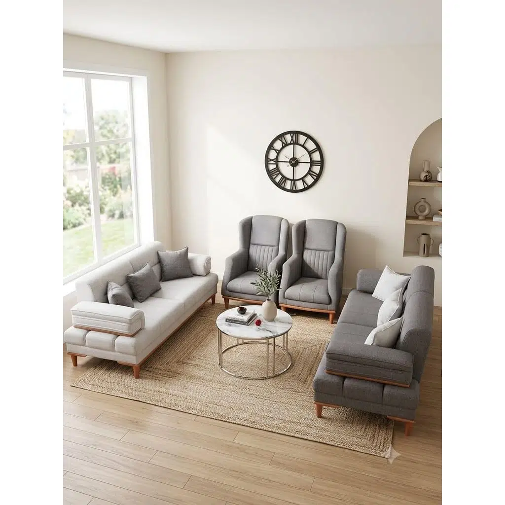 Koltuk Takım Alaska 90693 Model Pati Kumaş Profil Kasa Bargello Açılır Yataklı 3*3*1*1 