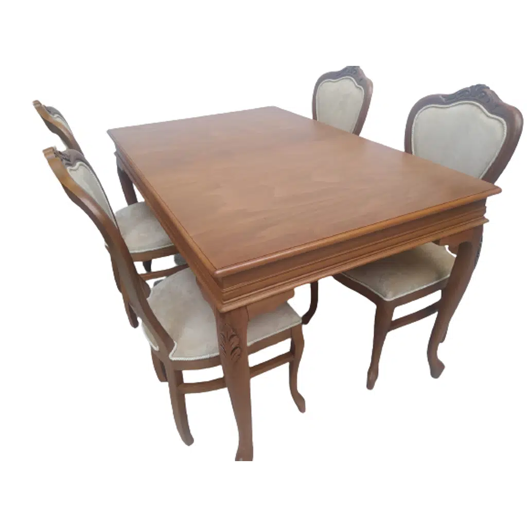Masa-sandalye 18495 Klasik Model Kayın Aslan Ayak OymaLI Ceviz orta Açıl tabla