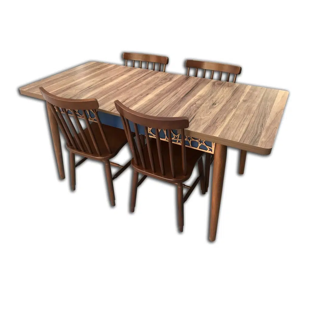 Masa 13777 motif Takım Klasik Kayın RETRO Ayak Sandaly ceviz Yonca Çubuk Sırt 