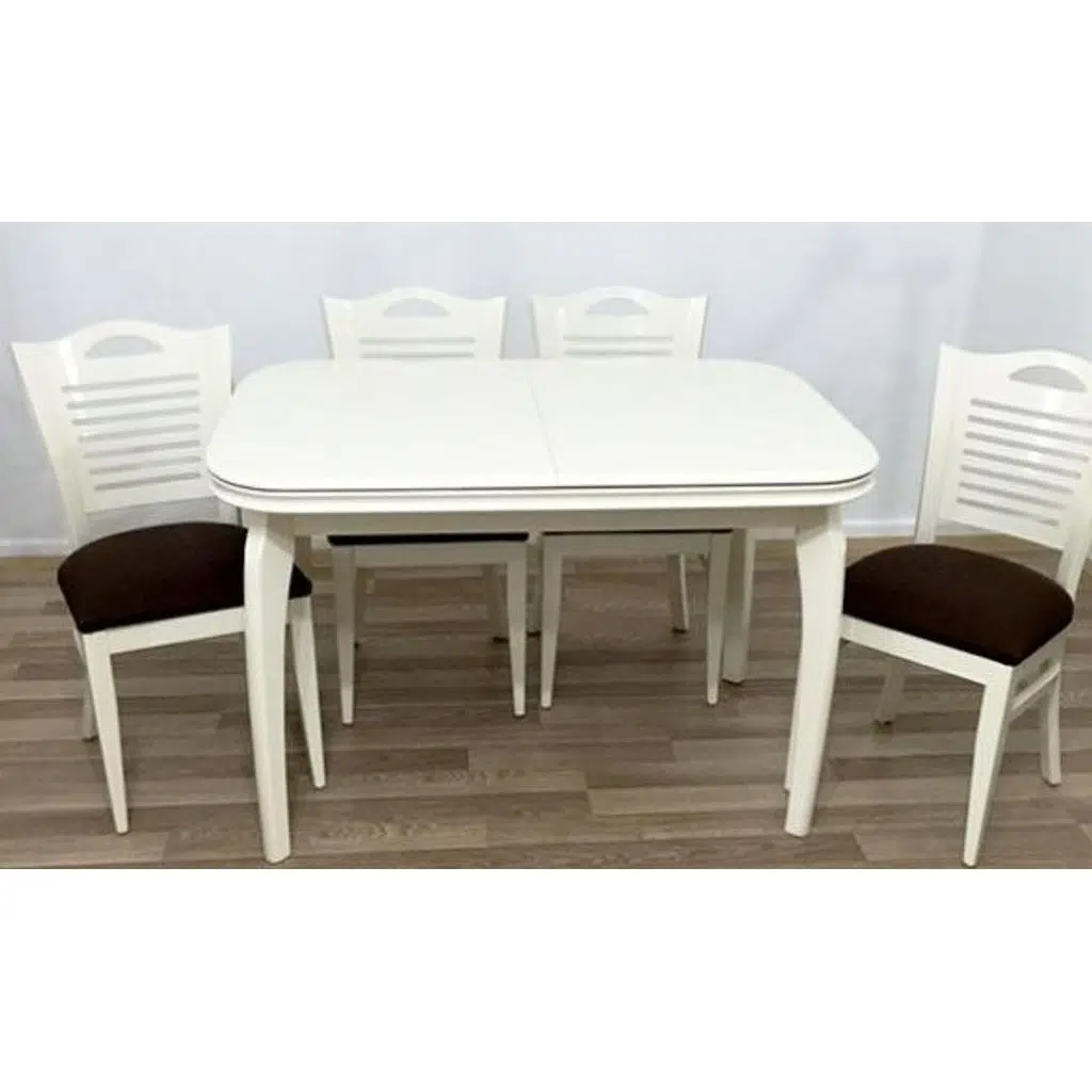 Masa 12903 MUZ Merdiven Sandalye BabyFace Kumaş Takım Parlak Lake Kayın MUZ ayak