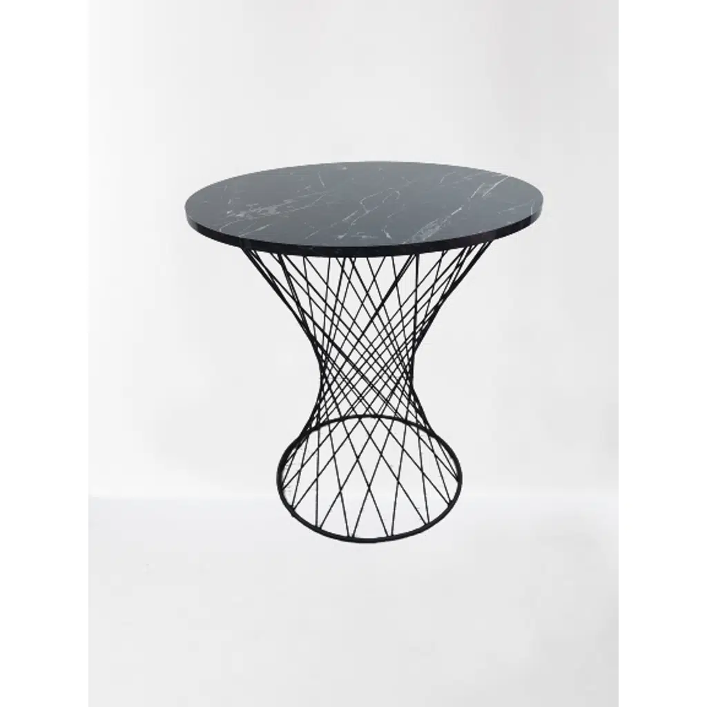 Masa 14574 OPTİMALY POTA Model Metal Çelik Siyah renk Siyah mermer tabla El Yapım